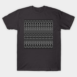 Aztec Influence Pattern Black on Gray T-Shirt
